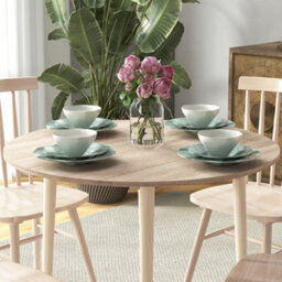 Homcom Foldable Dining Table, Round Drop Leaf Table, Wood Legs, Natural - thumbnail 8