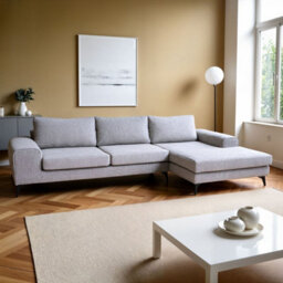 Abakus Direct Venice Corner Sofa In Light Grey Right Facing With Deep Seats And Extra-Wide Padded Arms - thumbnail 2