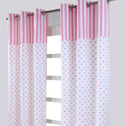 Homescapes Pink Love Hearts Ready Made Eyelet Curtain Pair, 117 X 137 Cm Drop - thumbnail 3