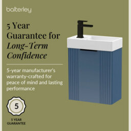 Balterley Blue 400mm Wall Hung Cloakroom Vanity Basin Unit With Black Handle Compact Bathroom Storage - thumbnail 6