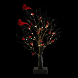 60 Led Pre-Lit Birch Twig Tree With Birds & 10 Piece Christmas Pendant Set - thumbnail 6