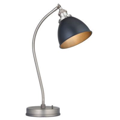 Luminosa Lighting Luminosa Franklin Task Table Lamp, Aged Pewter Plate, Matt Black Paint - image 1