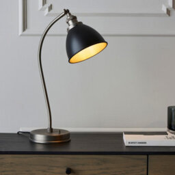 Luminosa Lighting Luminosa Franklin Task Table Lamp, Aged Pewter Plate, Matt Black Paint - thumbnail 2