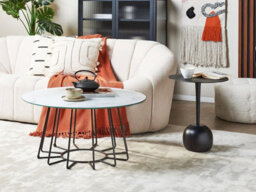 Beliani Coffee Table Bernie Tempered Glass White Marble - thumbnail 2