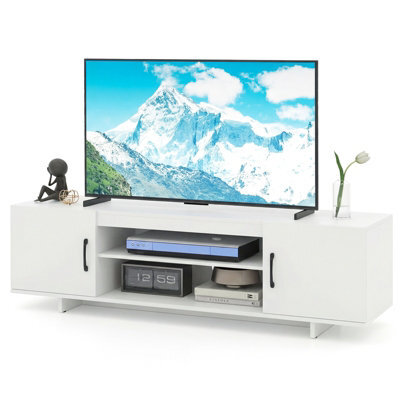 Gainoom White Tv Stand For Tvs Up To 70 Inches 152 Cm Entertain Center With Power Outlet & 2 Cable Holes - image 1