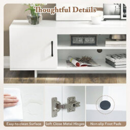 Gainoom White Tv Stand For Tvs Up To 70 Inches 152 Cm Entertain Center With Power Outlet & 2 Cable Holes - thumbnail 7