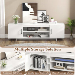 Gainoom White Tv Stand For Tvs Up To 70 Inches 152 Cm Entertain Center With Power Outlet & 2 Cable Holes - thumbnail 9