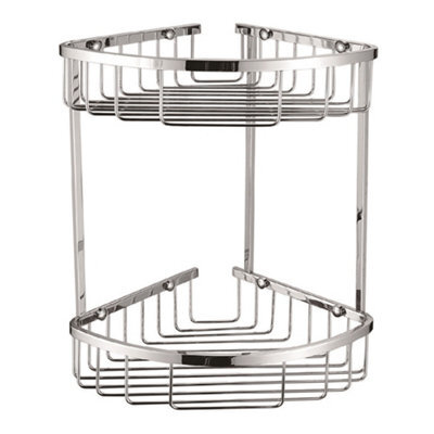 Plum&clay Solid Brass Double Tier Corner Chrome Shower Basket - image 1