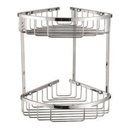 Plum&clay Solid Brass Double Tier Corner Chrome Shower Basket - thumbnail 1