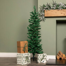 Samuel Alexander 4Ft (1.2M) Green Artificial Pencil Christmas Tree With Green Metal Stand And 168 Tips - thumbnail 3