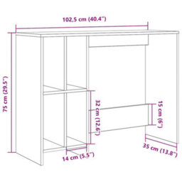 Berkfield Desk Artisan Oak 102.5X35X75 Cm Engineered Wood - thumbnail 9