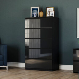 Lassic Vida Designs Glinton 3 Piece Black Fsc Bedroom Set - (5 Drawer Chest, 3 Door Wardrobe, 2 Drawer Bedside Chest) - thumbnail 5