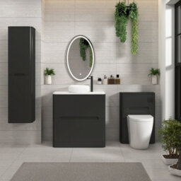 Royal Bathrooms Venice 800mm Matt Nocturne Black Freestanding Bathroom Countertop Vanity Unit 2 Drawer With Milan Basin - thumbnail 4