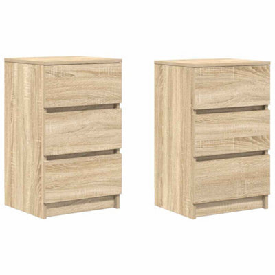 Berkfield Durable Bedside Cabinets With 3 Drawers 2 Pcs Sonoma Oak 39X35X65 Cm