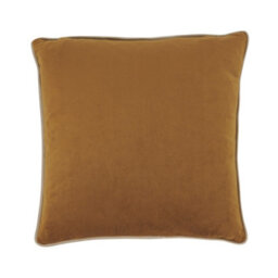 Just So Home Velvet Scatter Cushion 43Cm With Zip (Antique Gold With Contrast Champagne Piping)