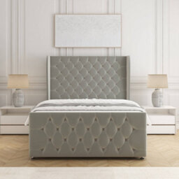 Bsspoke Anna Divan Bed Set Silver Plush Velvet With 54Inch Headboard & Footboard No Mattress No Drawers In 3Ft 4Ft 4Ft6 5Ft 6Ft - thumbnail 3