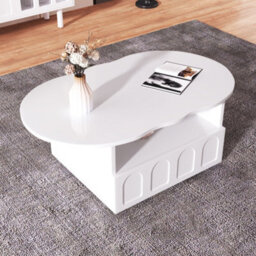 Btm Cloud Shaped Coffee Table With Drawer And Storage Compartments Modern Accent Table For Living Room - thumbnail 4