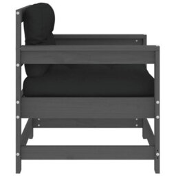 Berkfield Garden Chairs With Cushions 2 Pcs Grey Solid Wood Pine - thumbnail 6