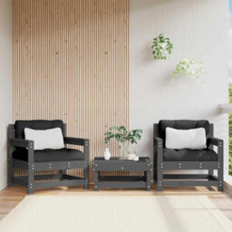 Berkfield Garden Chairs With Cushions 2 Pcs Grey Solid Wood Pine
