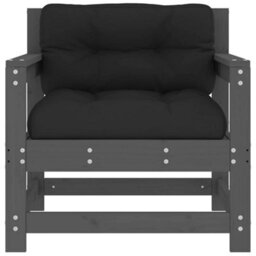 Berkfield Garden Chairs With Cushions 2 Pcs Grey Solid Wood Pine - thumbnail 4