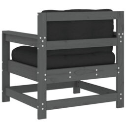 Berkfield Garden Chairs With Cushions 2 Pcs Grey Solid Wood Pine - thumbnail 7