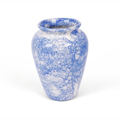 Verano Spanish Ceramics Burbujas Blue & White Ceramic Home Décor Small Vase 24X16X10Cm - image 1