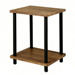 2-Tier Oak Finish Side Table, Small Shelf Coffee End Table For Bedroom Office - thumbnail 7