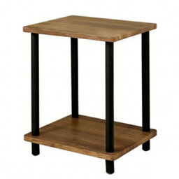 2-Tier Oak Finish Side Table, Small Shelf Coffee End Table For Bedroom Office - thumbnail 1