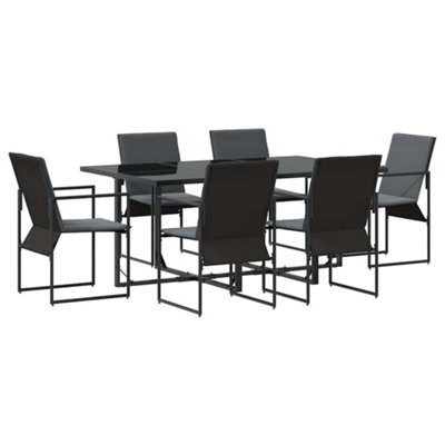 Berkfield Modern Garden Dining Set 7 Pcs Black Steel