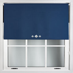 Furnished Thermal Blackout Roller Blinds With Triple Diamond Eyelets & Metal Fittings - Navy Blue (W)115Cm (L)165Cm