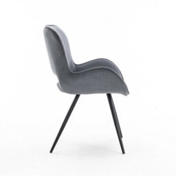More4Homes Lily Modern Velvet Dining Chair Padded Seat Metal Leg Kitchen 8 Pcs (Grey) - thumbnail 4
