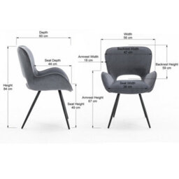 More4Homes Lily Modern Velvet Dining Chair Padded Seat Metal Leg Kitchen 8 Pcs (Grey) - thumbnail 8
