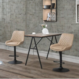 Rafaelo Mobilia Set Of 2 Adjustable Height Retro Light Khaki Bar Stools - thumbnail 4