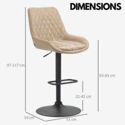 Rafaelo Mobilia Set Of 2 Adjustable Height Retro Light Khaki Bar Stools - thumbnail 5