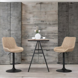 Rafaelo Mobilia Set Of 2 Adjustable Height Retro Light Khaki Bar Stools - thumbnail 3