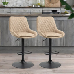 Rafaelo Mobilia Set Of 2 Adjustable Height Retro Light Khaki Bar Stools - thumbnail 1