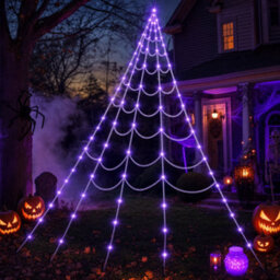 Halloween Luminous Spider Web Led Lights - Waterproof Garden Decor - thumbnail 1