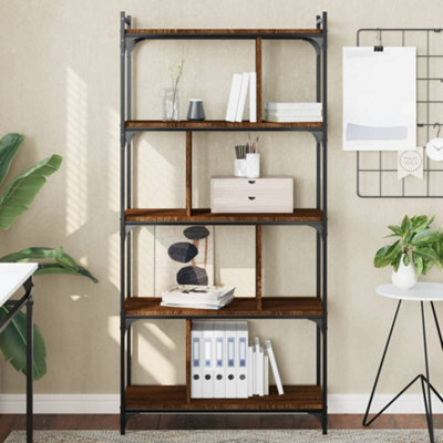 Berkfield Bookcase 5-Tier Brown Oak 76X32X158 Cm Engineered Wood - image 1