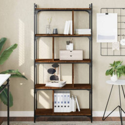 Berkfield Bookcase 5-Tier Brown Oak 76X32X158 Cm Engineered Wood