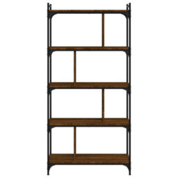 Berkfield Bookcase 5-Tier Brown Oak 76X32X158 Cm Engineered Wood - thumbnail 4
