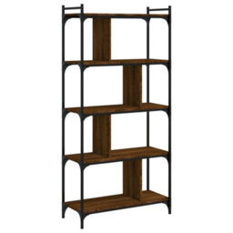 Berkfield Bookcase 5-Tier Brown Oak 76X32X158 Cm Engineered Wood - thumbnail 6