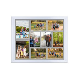 AK Frames 20X16 White Classic Multi Photo Frame With Silver Mount - Holds 9 Apertures (2X) 7X5, (7X) 6X4 Photos