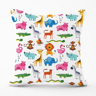 Warren Reed Designer Hand Drawn Cartoon Animals Cushions 60Cm X 60Cm - image 1