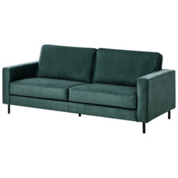 Beliani Sofa 3 Seater Savalen Velvet Dark Green - thumbnail 4