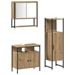 Berkfield Modern 3 Piece Bathroom Furniture Set Artisan Oak Engineered Wood