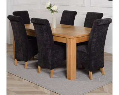 That's Furniture Dakota 182 X 92 Cm Chunky Oak Large Dining Table And 6 Chairs Dining Set With Montana Black Fabric Chairs - image 1