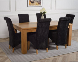 That's Furniture Dakota 182 X 92 Cm Chunky Oak Large Dining Table And 6 Chairs Dining Set With Montana Black Fabric Chairs - thumbnail 3