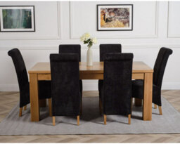 That's Furniture Dakota 182 X 92 Cm Chunky Oak Large Dining Table And 6 Chairs Dining Set With Montana Black Fabric Chairs - thumbnail 2