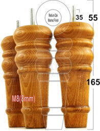 L&F 4 Replacement Furniture Feet Medium Oak Wash Turned Wooden Legs 165mm High Settee Chairs Sofas Footstools M8 (8mm) Tsp2071 - thumbnail 1