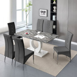 Furniture In Fashion Halo Melange Marble Effect Dining Table 6 Vesta Grey Chairs - thumbnail 2